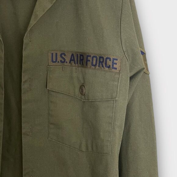VTG US Air Force Military Army Jacket Shirt S/M Green Utility Uniform 14.5x31 - Picture 11 of 12